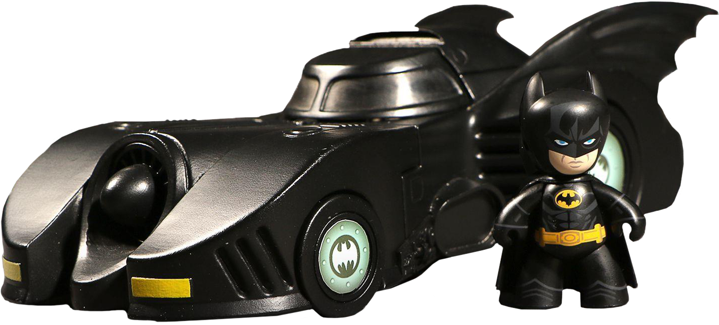 Batman - Mezco Toys Dc Universe Mez-itz 1989 Batman & Batmobile (1436x668), Png Download