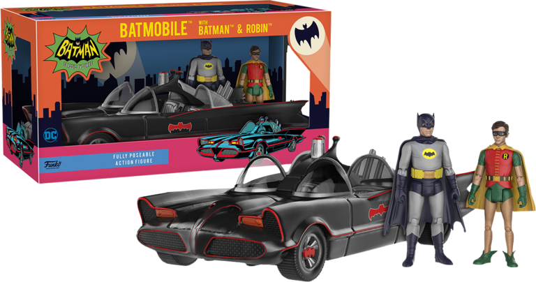 1966 Batman & Robin With Batmobile 2-pack Action Figure - Funko Batman Adam West (600x600), Png Download