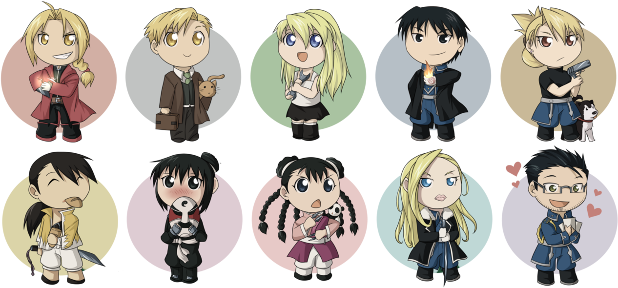 Fullmetal Alchemist Chibi Set By *egyptian-sands - Fullmetal Alchemist Brotherhood Chibi (1290x620), Png Download
