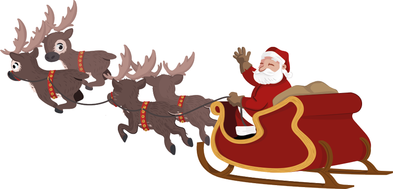 Santa Transparent Sleigh - Santa Claus Sleigh Png (800x386), Png Download