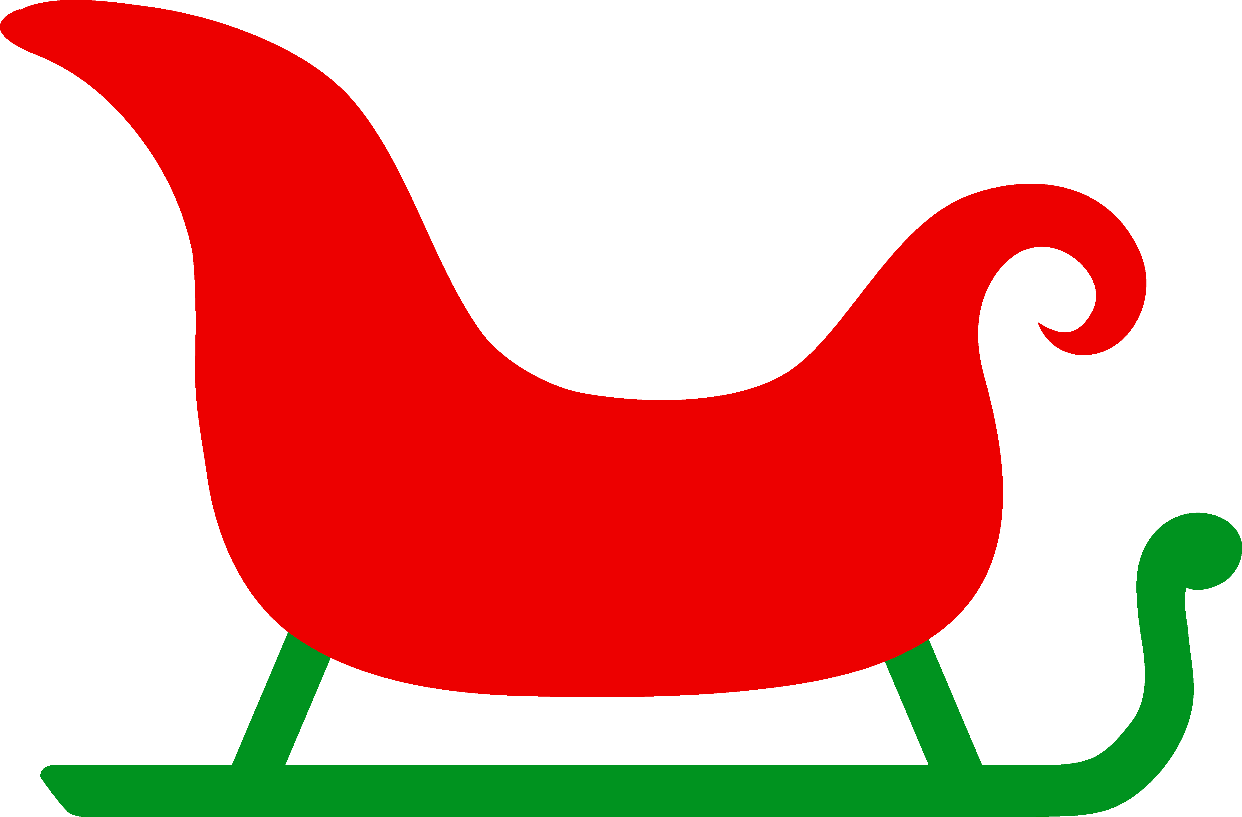 Simple Red And Green Sleigh - Santa's Sleigh Clipart (5199x3419), Png Download