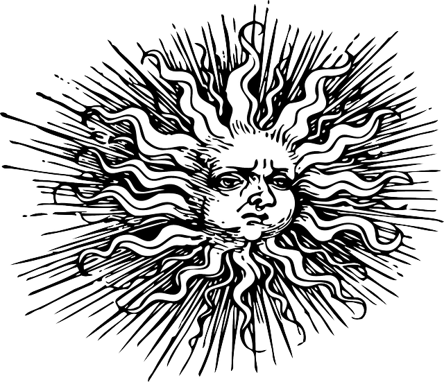Spanish, Sun, Sol - Old Sun Drawing (640x551), Png Download