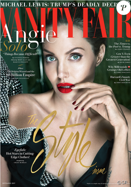 Angelina Jolie En Couverture Du Magazine Vanity Fair - Angelina Jolie Vanity Fair 2017 (950x650), Png Download