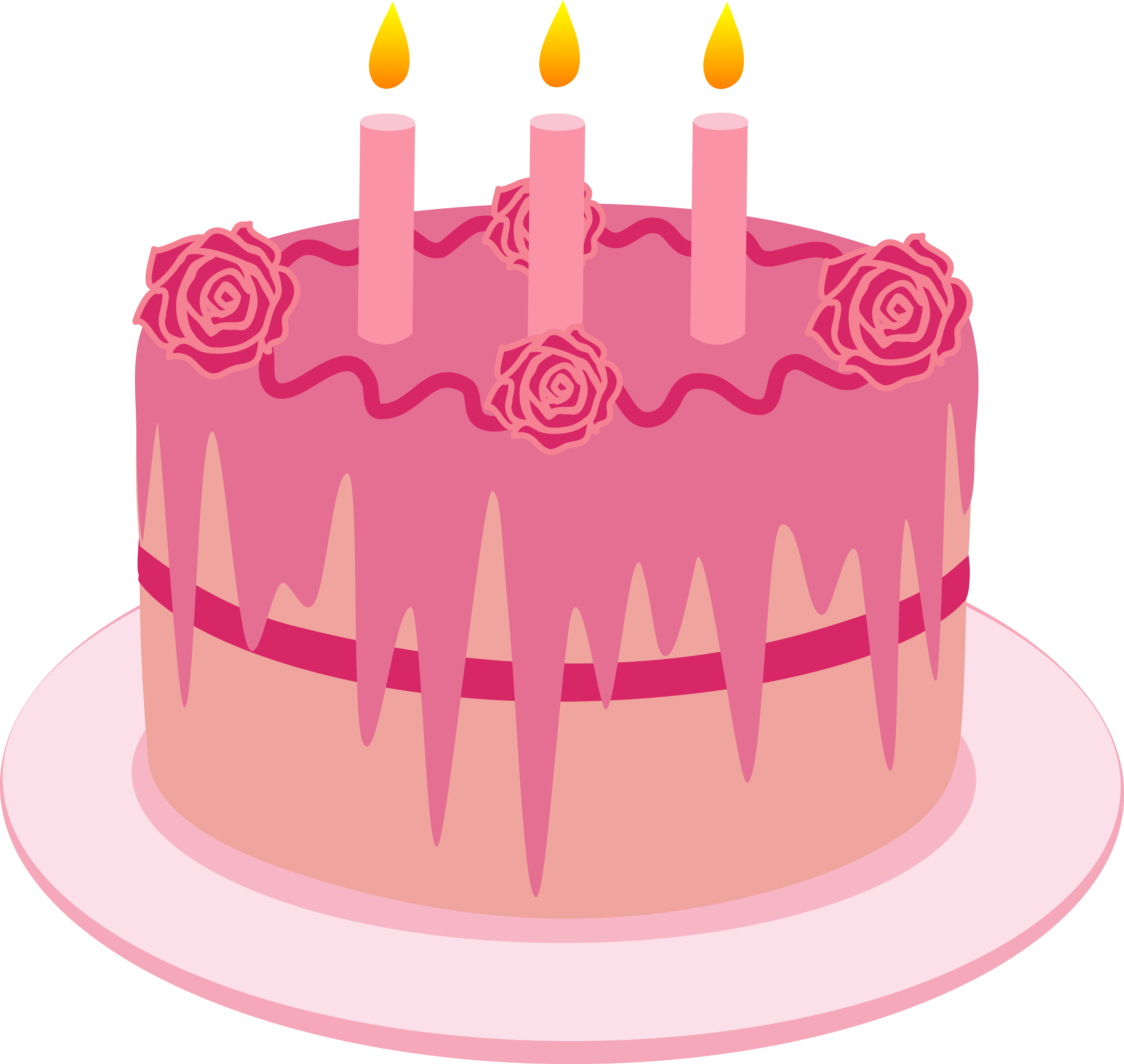 Cake Clipart Strawberry Cake - Pink Cake With Candles (6055x5733), Png Download