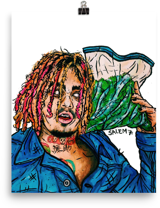 Lil Pump Print - Drawing Lil Pump Cartoon (1000x1000), Png Download