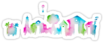 Nintendo Animal Crossing New Leaf Watercolor Skyline - Animal Crossing (375x360), Png Download