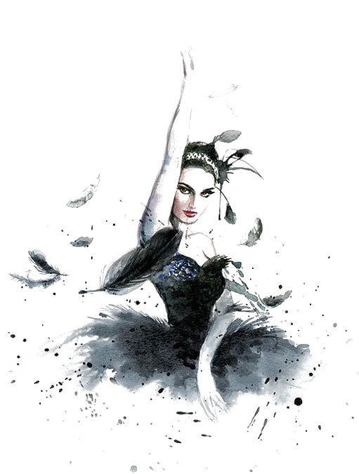 Drawing Ballet Cygnini Watercolor Painting Dance - Black Swan Painting (564x730), Png Download