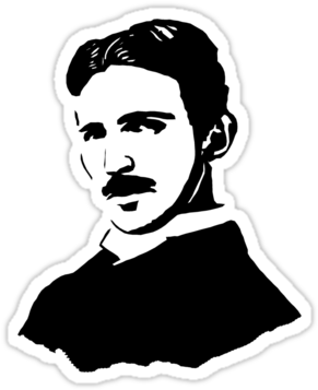 A Black And White Cut Out Stencil Head Shot Of The - Nikola Tesla Black And White (375x360), Png Download