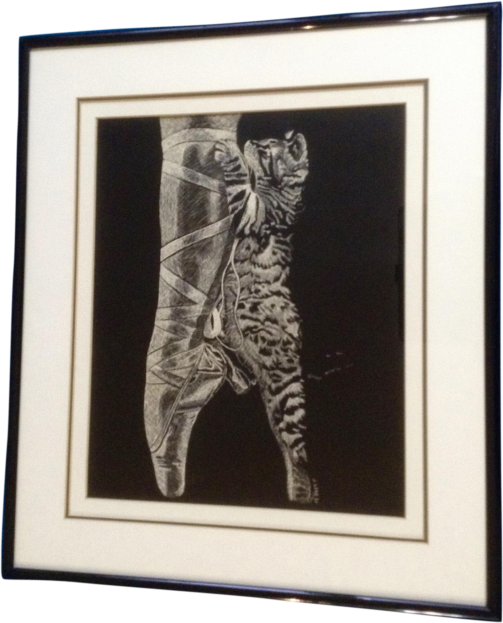 J Long, Kitten Cat On A Ballerina Foot Scratch Painting - Art (1985x1985), Png Download