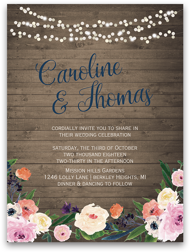 Watercolor Floral Bohemian Wildflower Wedding Invitation - Wedding Invitation (900x900), Png Download