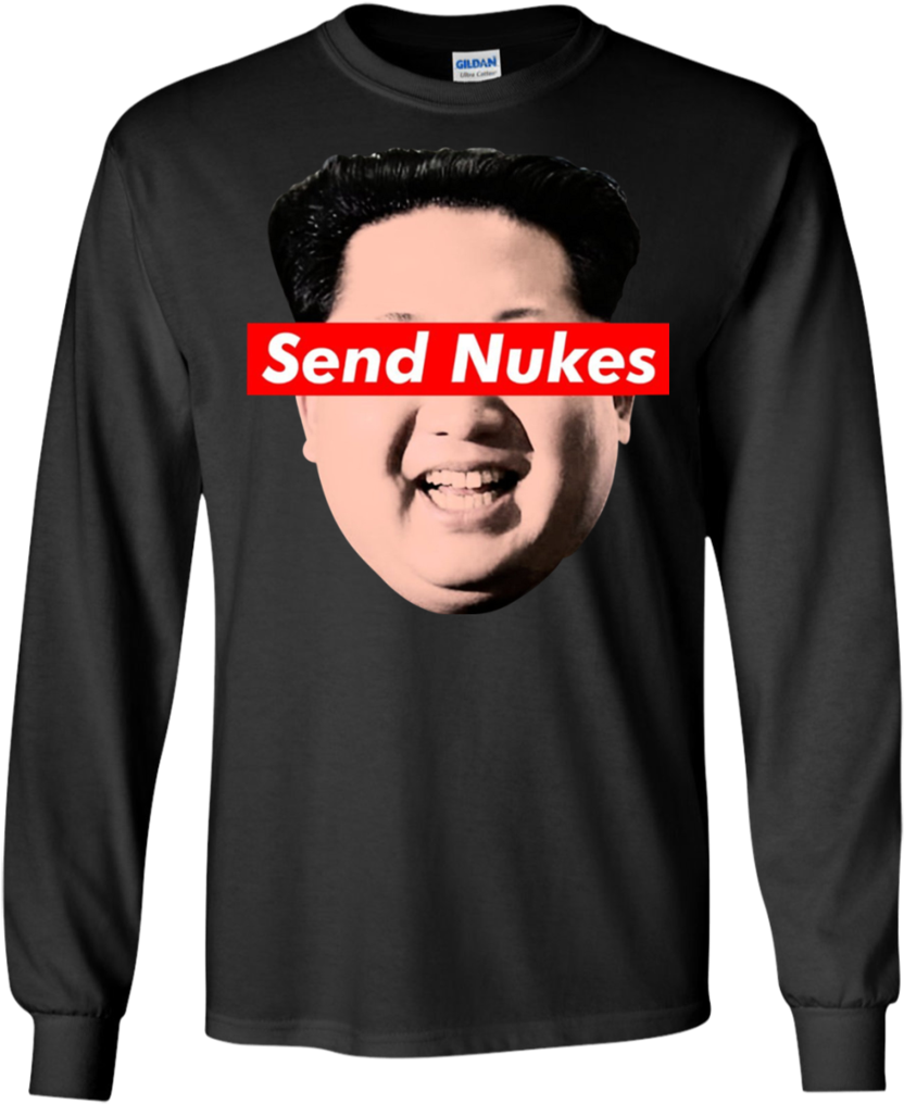 Send Nukes Kim Jong-un - Handmade Kim Jong Un Parody White T-shirt Tees Clothing (1024x1024), Png Download