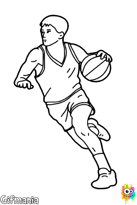 Pastels Drawing Basketball Svg Royalty Free Download - Basketball Player Dribbling Drawing (480x720), Png Download