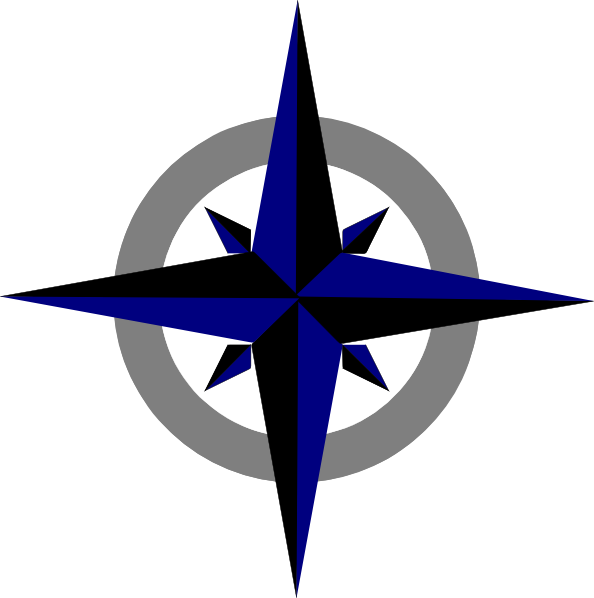 Bluegrey Compass Rose Clip Art At Clker - Clip Art (594x598), Png Download