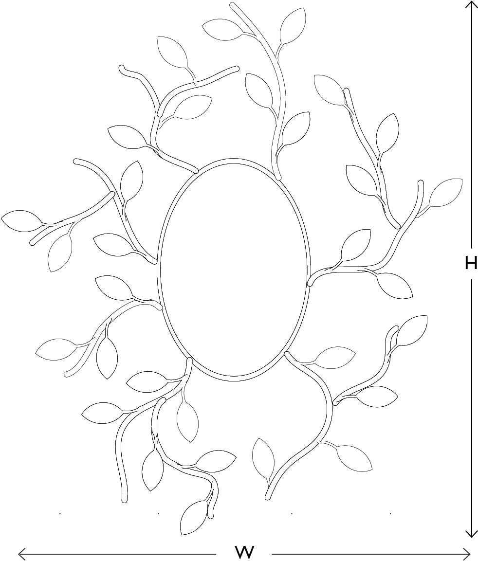 Customise Your Foliage Oval Contemporary Mirror - Line Art (1301x1301), Png Download