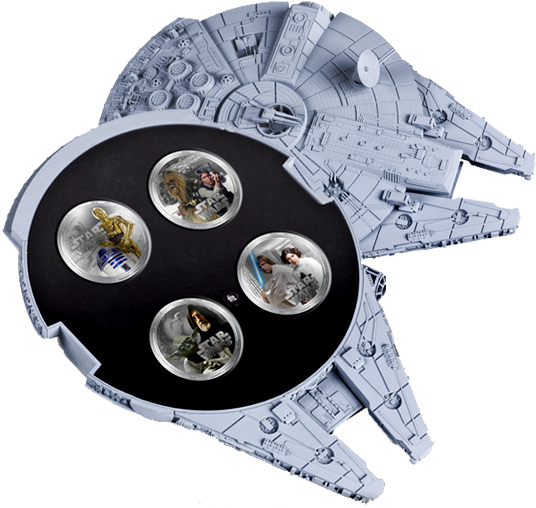 Millennium Falcon Fine Silver Coin Set Pp - Canada Dinosaur Coin Glow In The Dark (570x570), Png Download