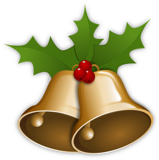 Christmas Bells With Holly Clip Art At Clker Com Vector - Christmas Bells Clipart (594x597), Png Download