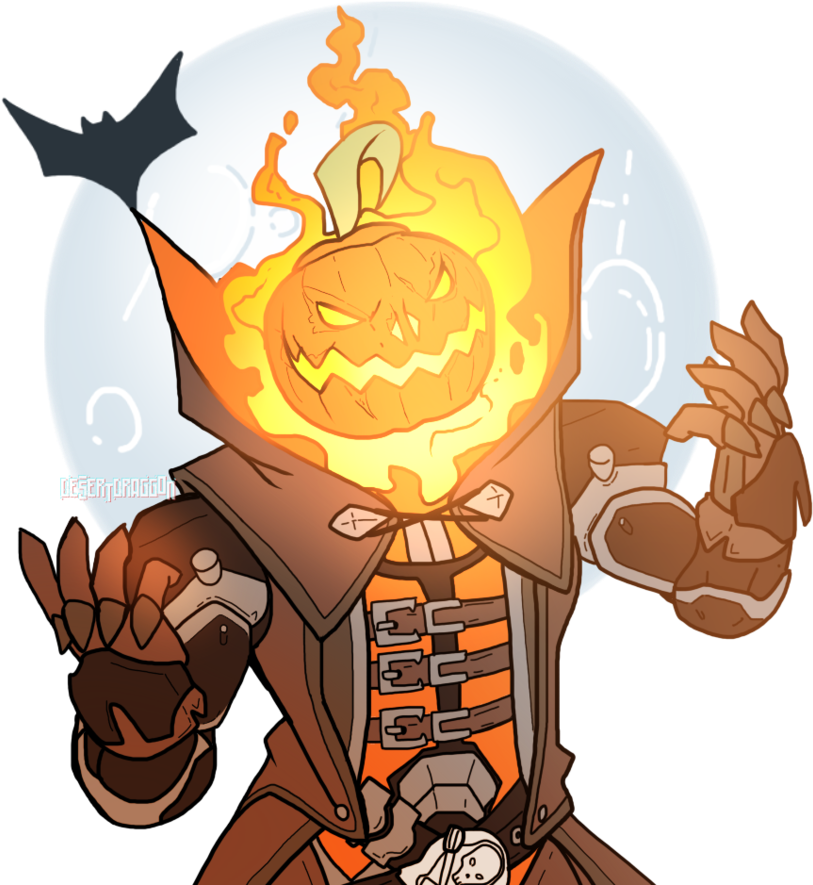 Pumpkin Reaper By Desertdraggon - Overwatch Drawings Reaper Pumpkin (850x939), Png Download