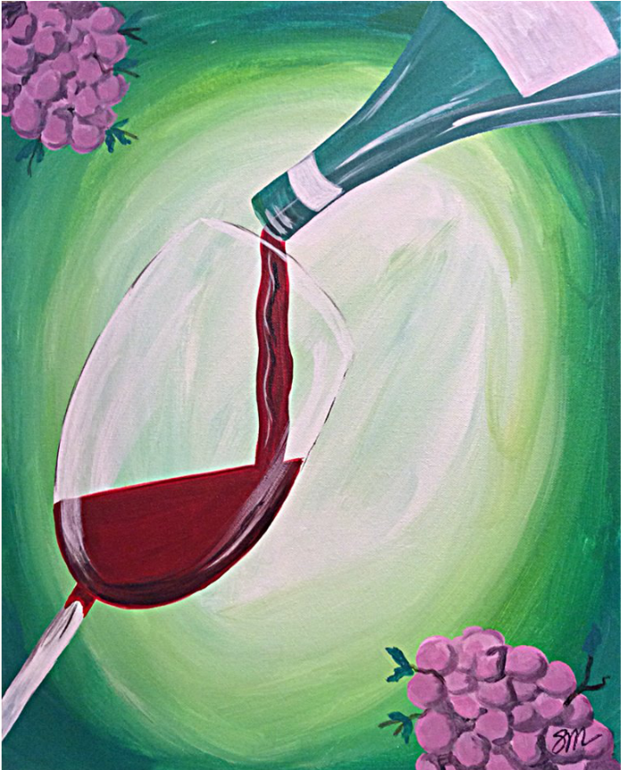 “wine & Grapes” - Acrylic Paint (1080x864), Png Download