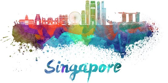 Click And Drag To Re-position The Image, If Desired - Singapore Skyline Watercolor (600x393), Png Download