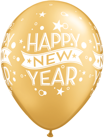 11" New Year Confetti Dots Gold Latex Balloons - New Years Balloons (342x451), Png Download