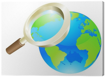 Magnifying Glass World Earth Globe Concept Canvas Print - World Map (400x400), Png Download