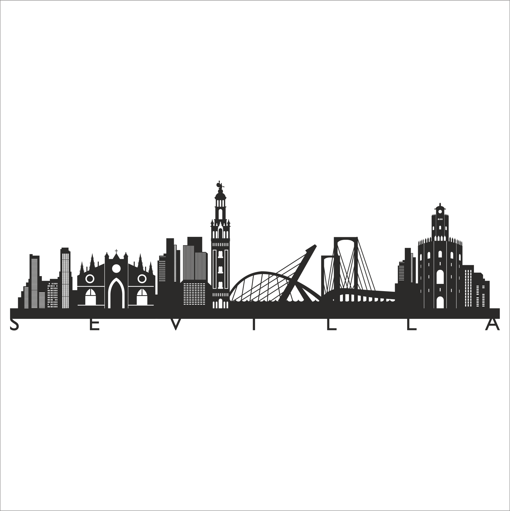 Vinilo Skyline Sevilla - Skyline Sevilla Png (1770x1771), Png Download