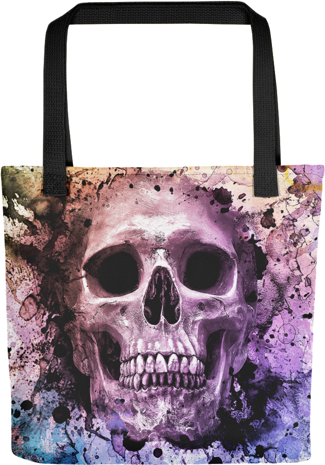 Watercolor Skull Tote Bag (1000x1000), Png Download