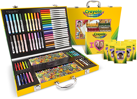 Crayola My Way Art Case, 64 Count Crayons, And 8 Count - Crayola Metal Box (483x348), Png Download