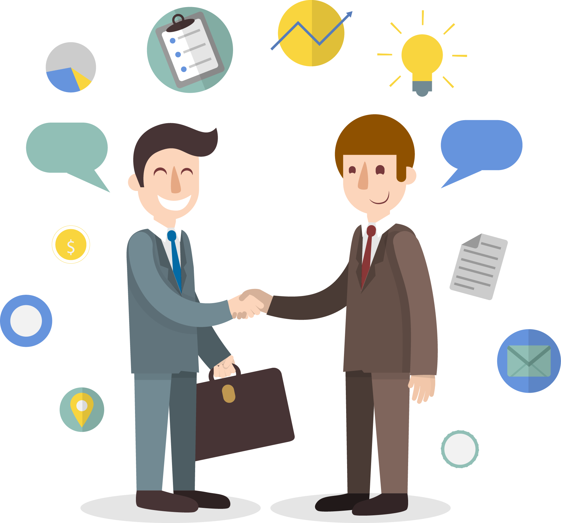 Business Shaking Hands Cartoon (1820x1698), Png Download