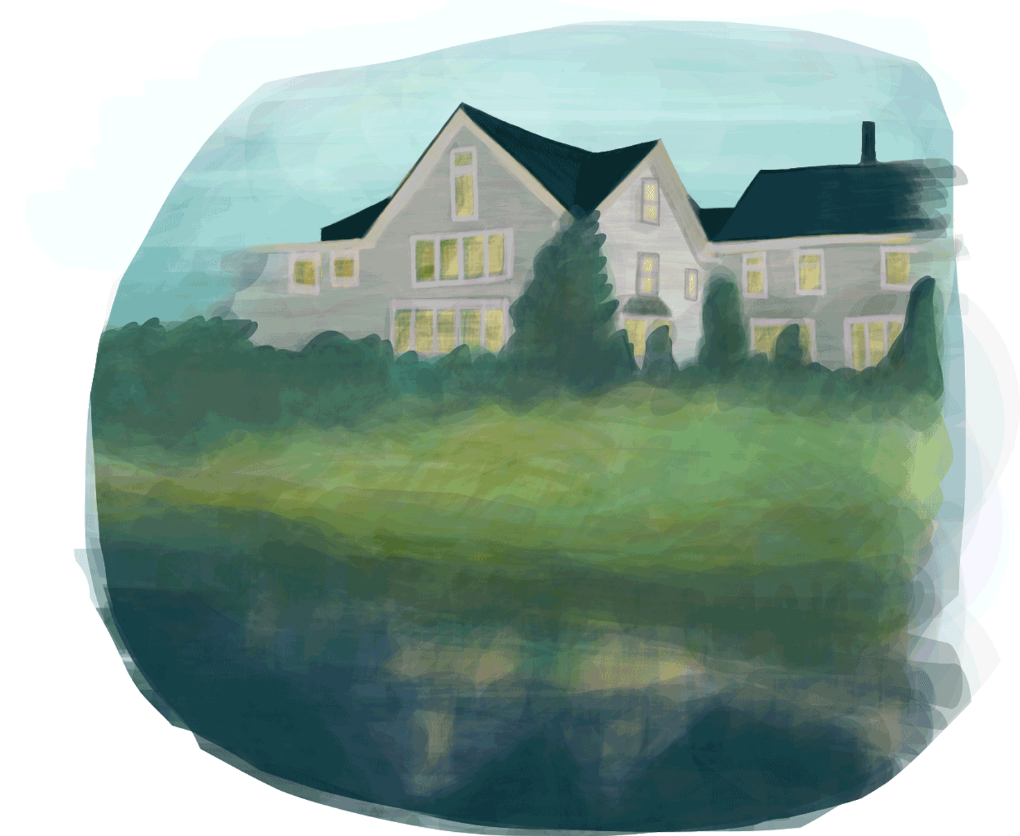 Join Us For Cocktails In The Evening At On The Marsh - Painting (1536x1229), Png Download