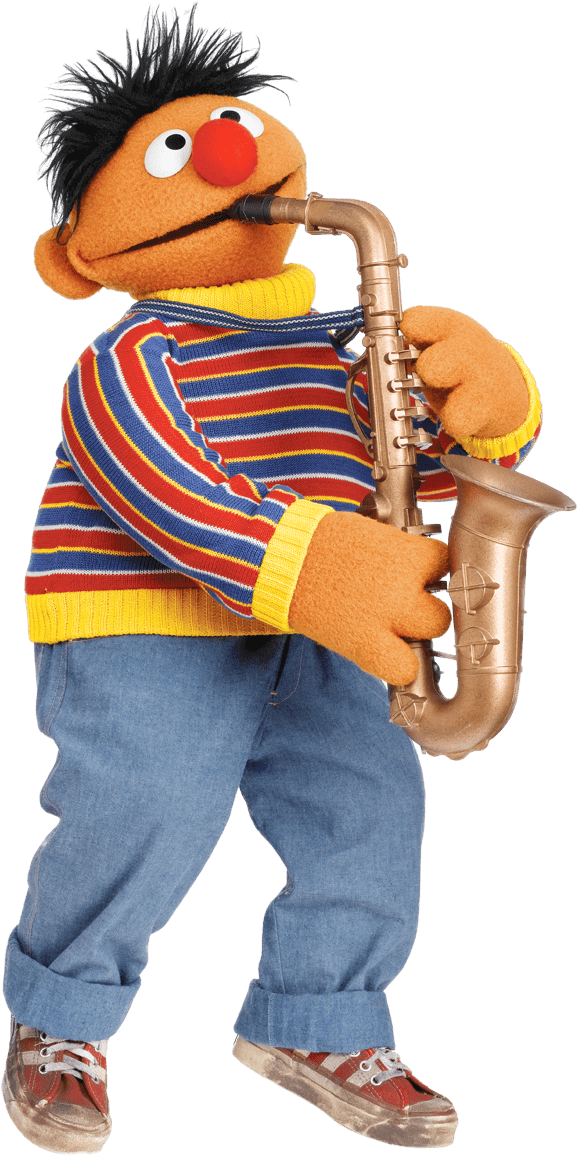 Sesame Street Ernie With Saxophone Png - Bert I Erni (580x1162), Png Download