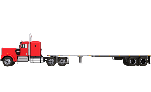 Flat Trailer Semi Truck Png - Truck And Trailer Png (550x366), Png Download
