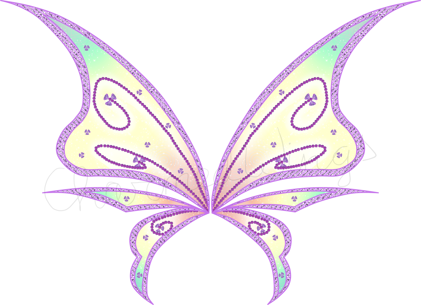 Wings Clipart Lavender - Tinkerbell Wings Png (1600x1160), Png Download