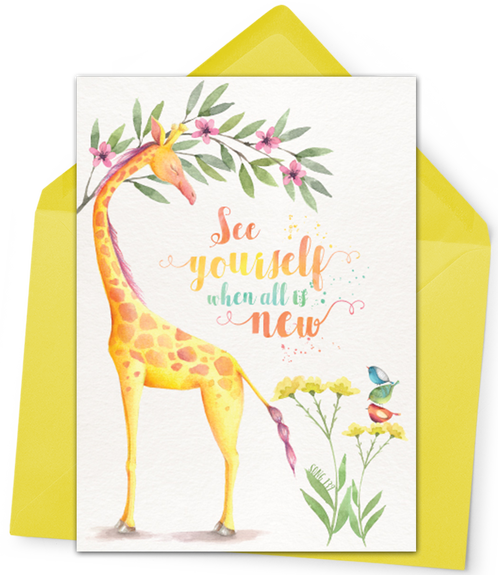 An Adorable Watercolor Giraffe With The Lyrics From - 2017 Dated Planner: 2 Page Monthly Spread-weekly Day (498x575), Png Download