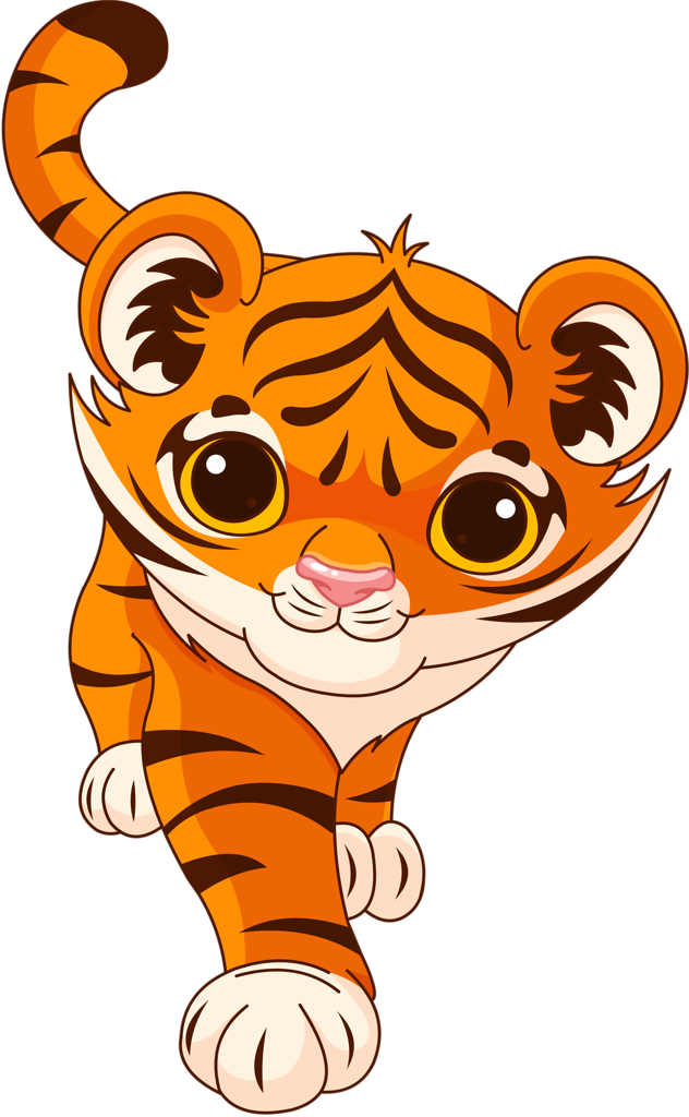 Clipart Of A Monkey Lion And Tiger At A Zoo Entrance - Tiger Cartoon No Background (632x1024), Png Download