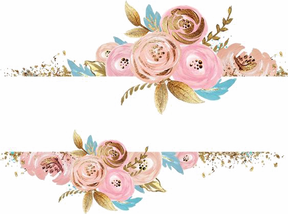 Rose Gold Flower Png Pink Flowers Dress Rectangular - Watercolor Flower Gold Png (564x510), Png Download