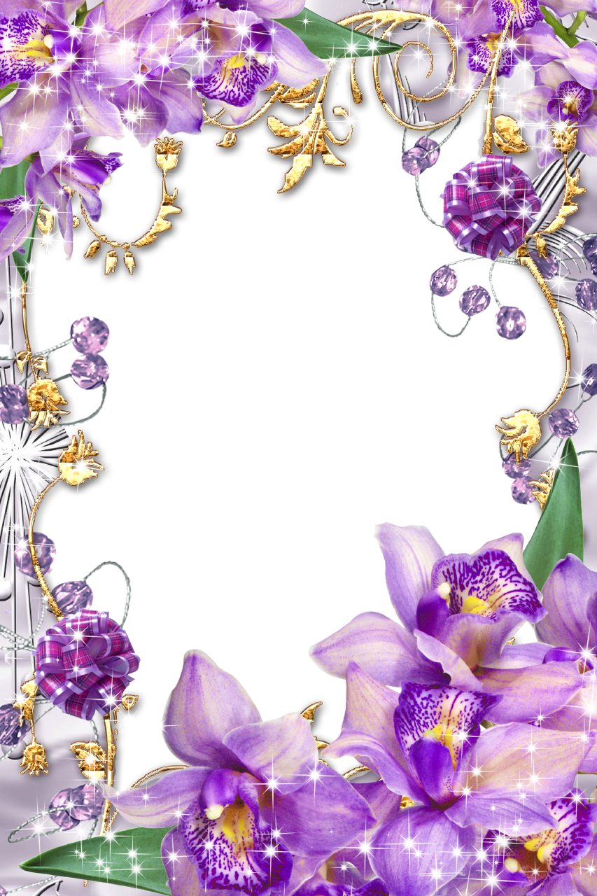 Purple Flower Borders And Frames - Borders And Frames Flowers (853x1280), Png Download