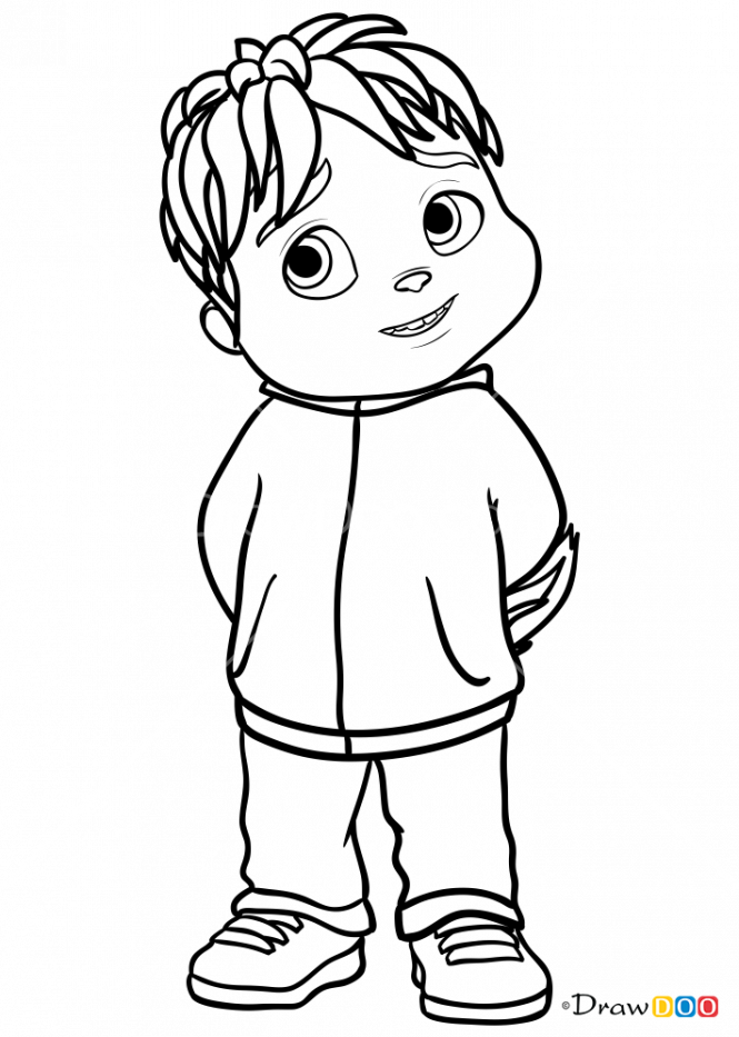 How To Draw Theo, Alvin And Chipmunks - Alvin (665x933), Png Download