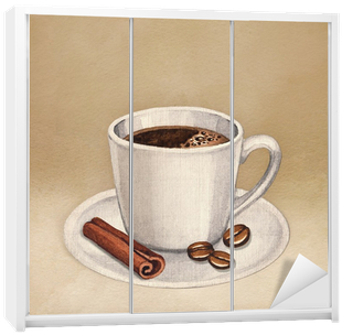 Watercolor Illustration Of Coffee Cup Wardrobe Sticker - Coffee (400x400), Png Download