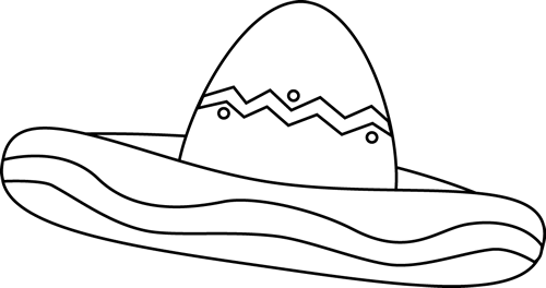 Black And White Sombrero Clip Art - Sombrero Black And White (500x264), Png Download