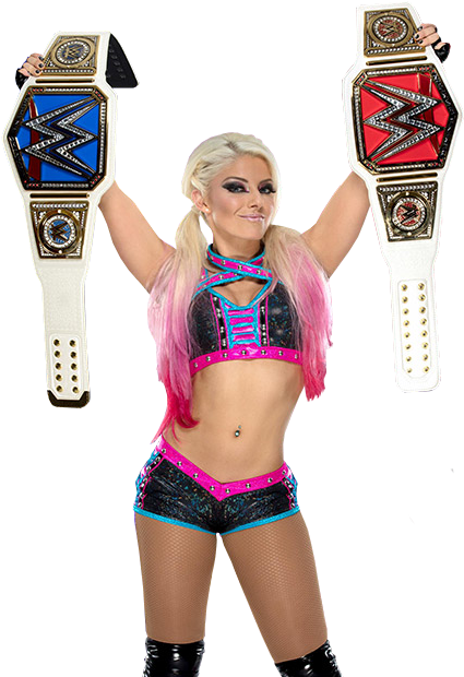 Alexa Bliss Holding Both Raw And Smackdown Women's - Alexa Bliss Raw And Smackdown Women's Champion (455x632), Png Download