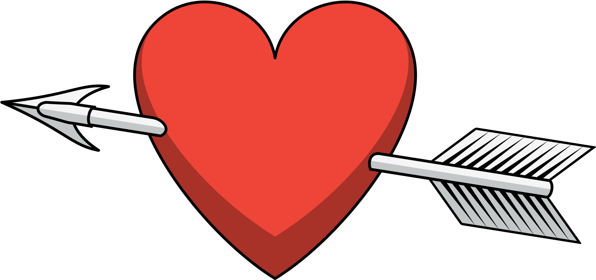 Clipart Library Download Arrow With Heart Clipart - Heart With Arrow Png (2000x1000), Png Download