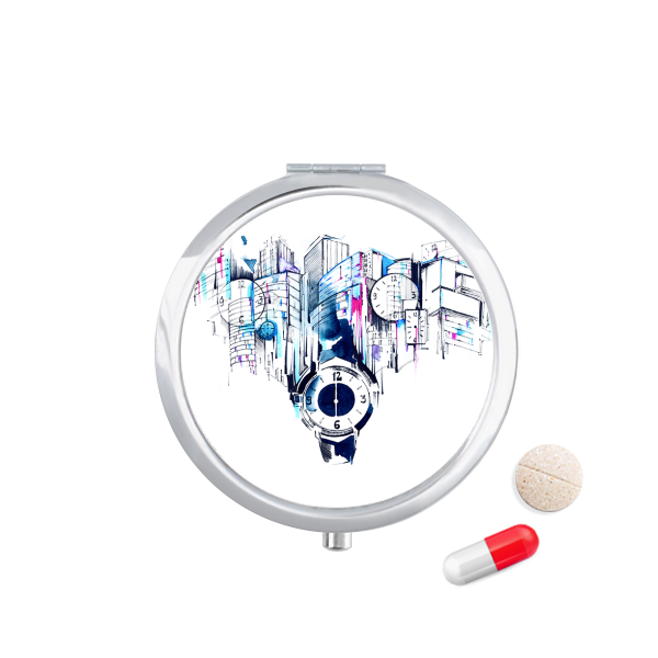 City Modern Building Clock Watercolor Travel Pocket - Pharmaceutical Drug (600x600), Png Download