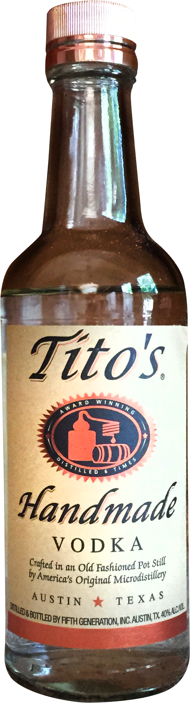 Vodka Bottle Png Image - Tito's Handmade Vodka - 1 L Bottle (1900x2496), Png Download
