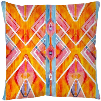 Ikat Geometric Red And Orange Authentic Pattern In - Watercolor Painting (400x400), Png Download