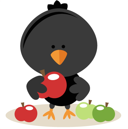Crow With Apple Svg Scrapbook Cut File Cute Clipart - Cute Crow Clip Art Png (432x435), Png Download