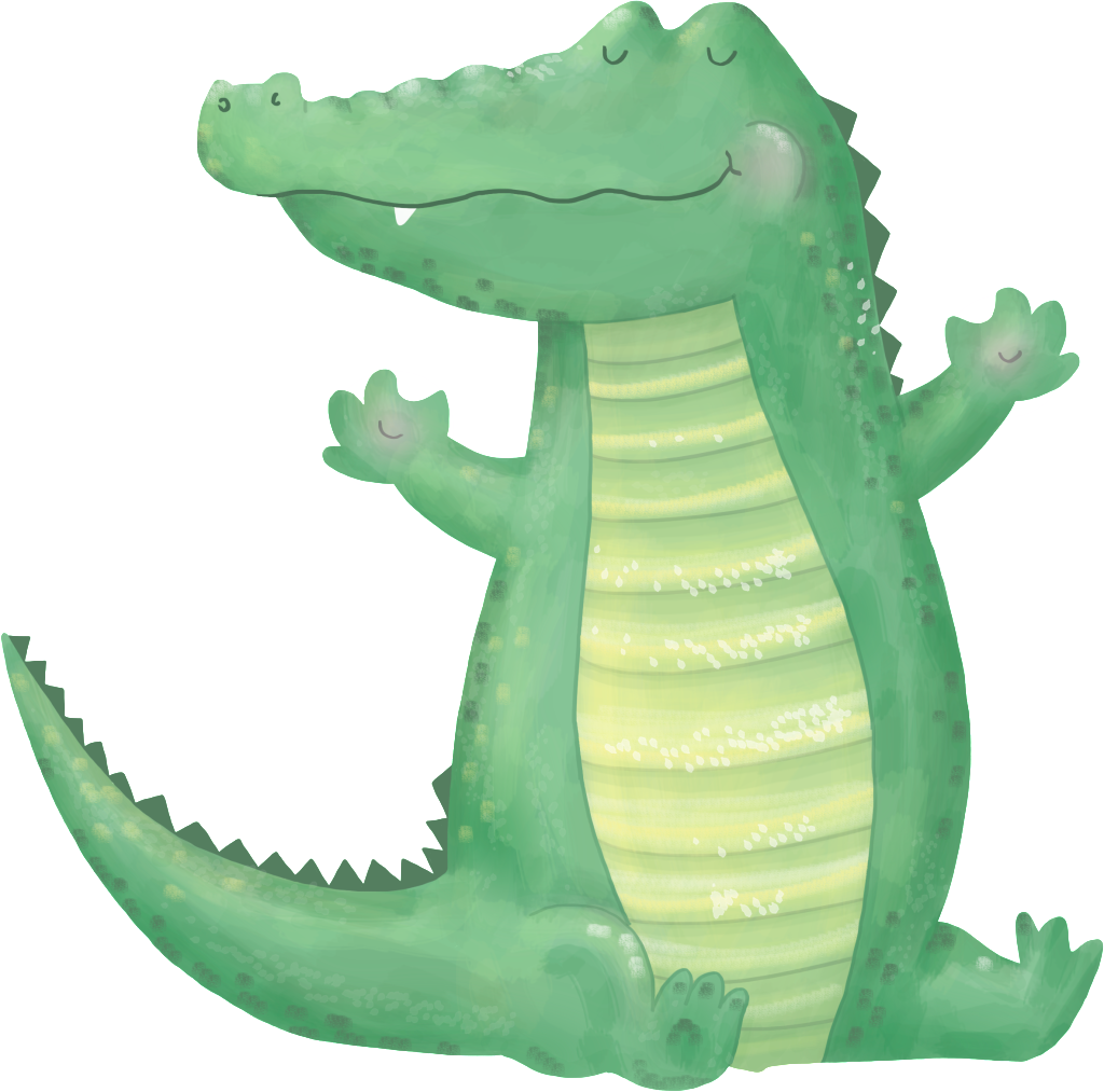 Hand Painted Cute Cartoon Crocodile Png Transparent - Clip Art (1024x1013), Png Download