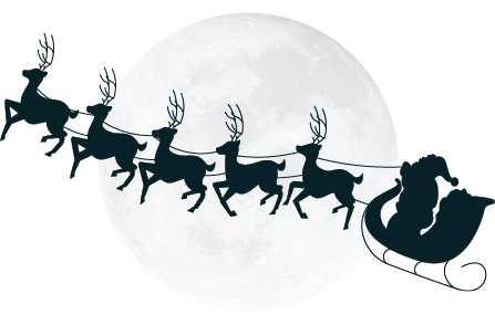 Sleigh Silhouette Png Santa Head Silhouette Letters - Moon And Santa Png (447x294), Png Download