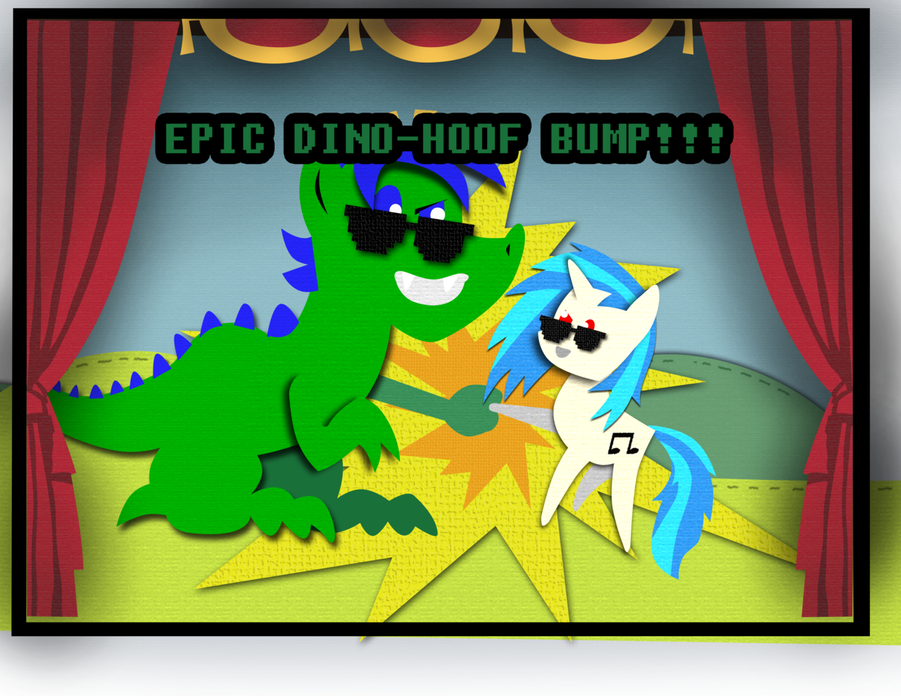 Fundz64, Dinosaur, Dj Pon-3, Explosion, Green, Hoofbump, - Cartoon (1280x989), Png Download