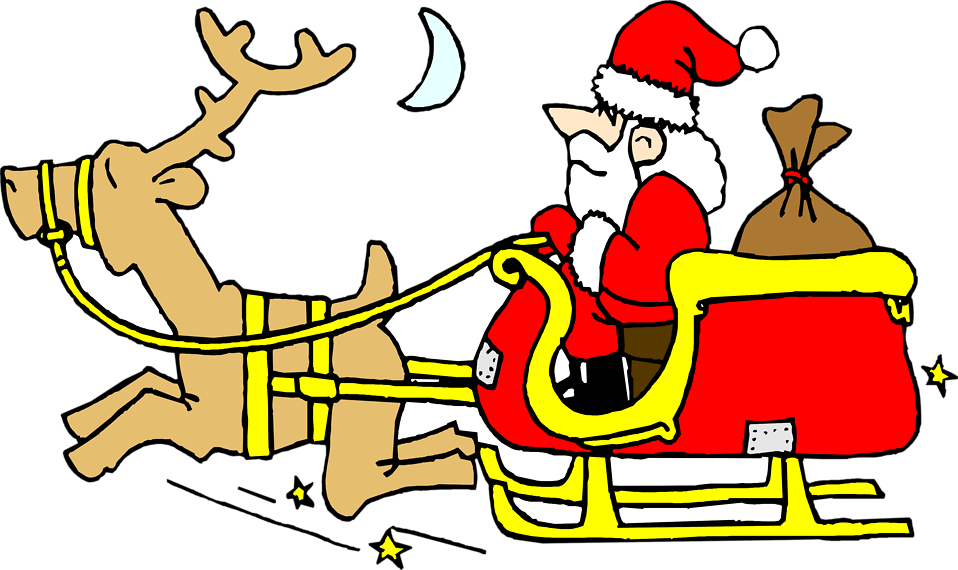 Santa Free Stock Photo Illustration Of Santa On Sled - Santa Claus (958x570), Png Download